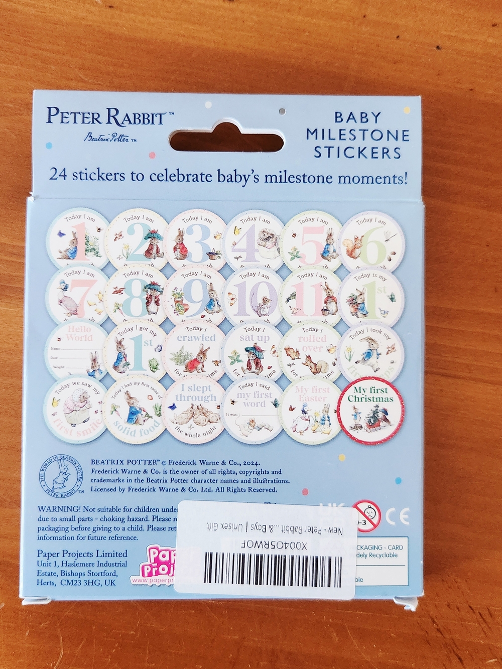 Peter Rabbit Baby Milestone Stickers - Light Blue - Picture 2 of 2